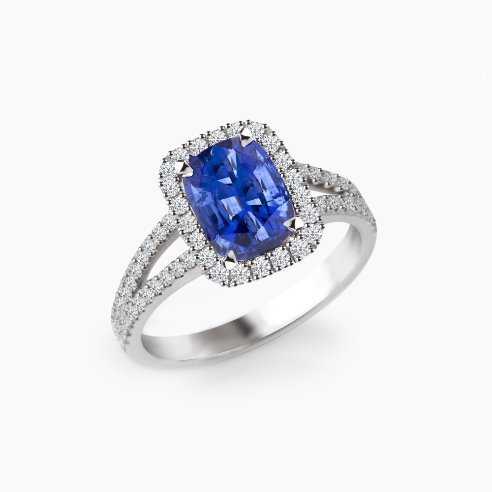 Prsten se safírem a diamanty 22 | Zlatnictví Vaněk