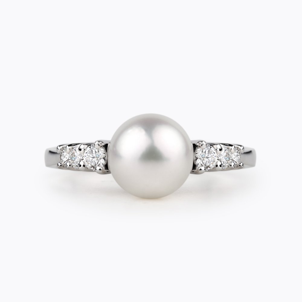 Prsten s perlou a diamanty 03 | Zlatnictví Vaněk