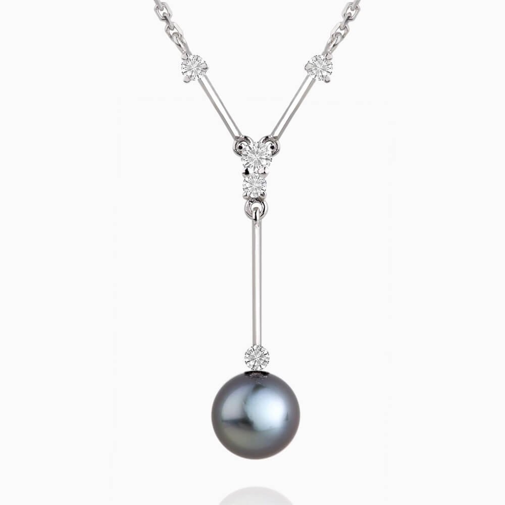 Náhrdelník s diamanty a perlou 02 | Zlatnictví Vaněk