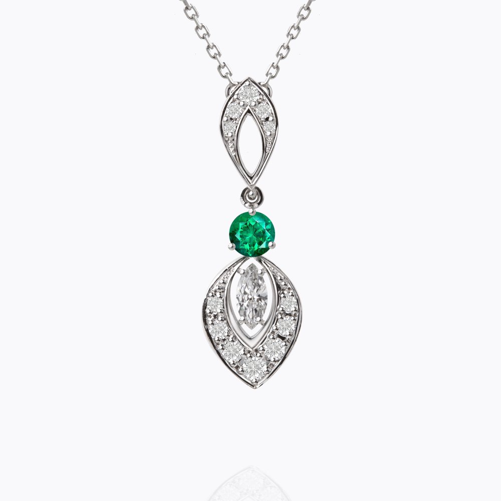 Náhrdelník se smaragdem a diamanty 04 | Zlatnictví Vaněk