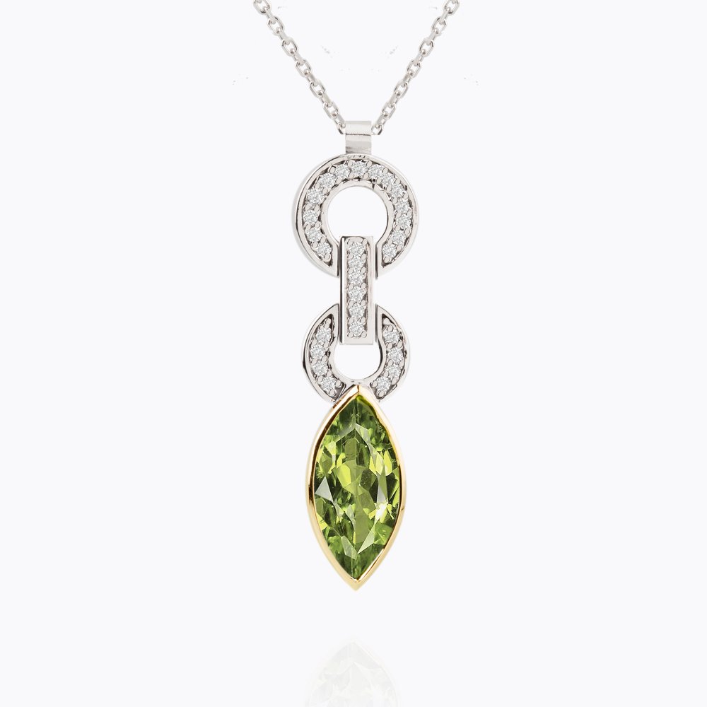 Náhrdelník s olivínem a diamanty 05 | Zlatnictví Vaněk