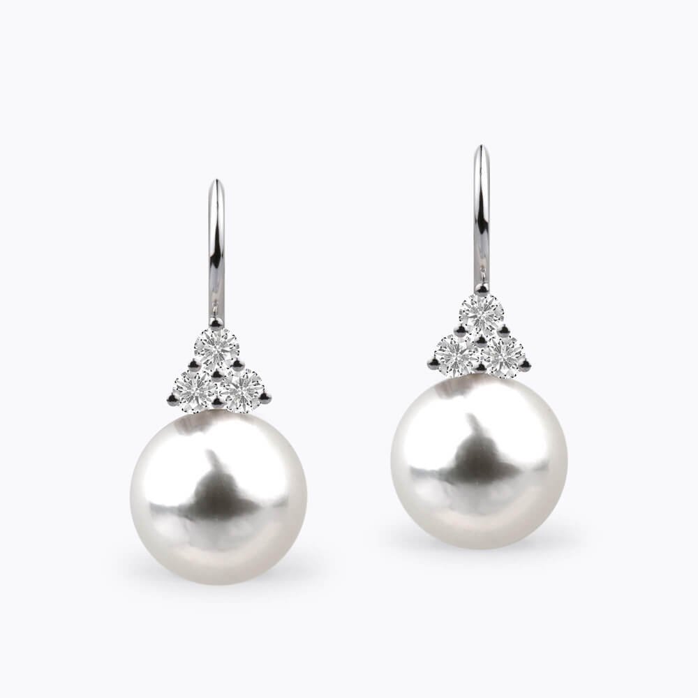 Náušnice s diamanty a perlou 03 | Zlatnictví Vaněk